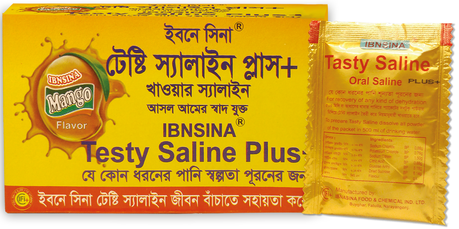 Tasty Saline Plus+ mango box and sachet