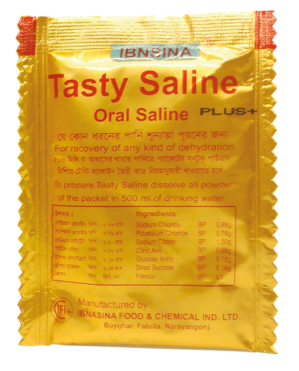Tasty Saline Plus+, mango flavour sachet